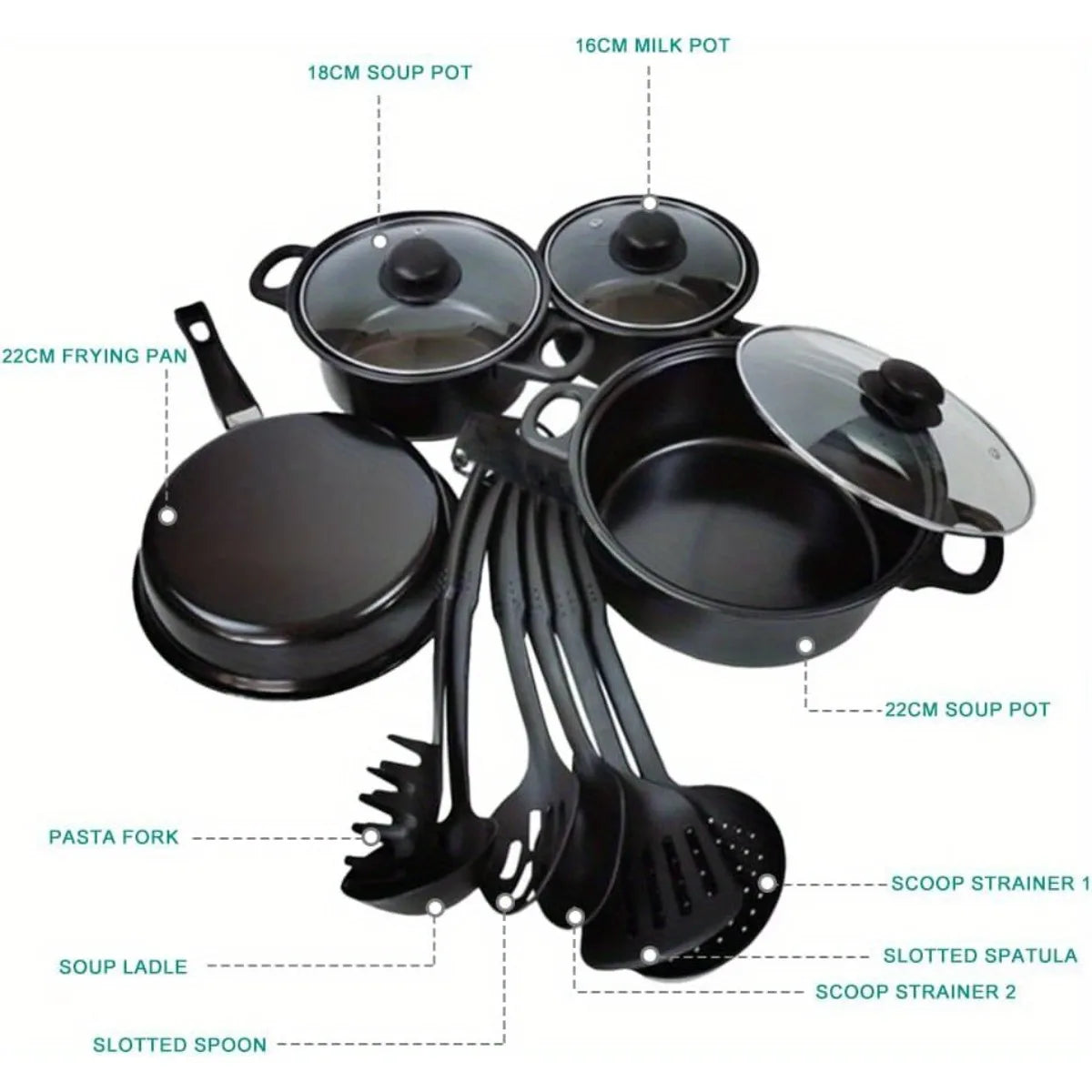 13-pc  Kitchen Cookware for Induction Cooker