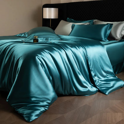 Silk Bed Sheets Set with Duvet Cover