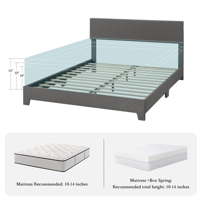 Full/Queen/King Upholstered Bed Frame with Headboard