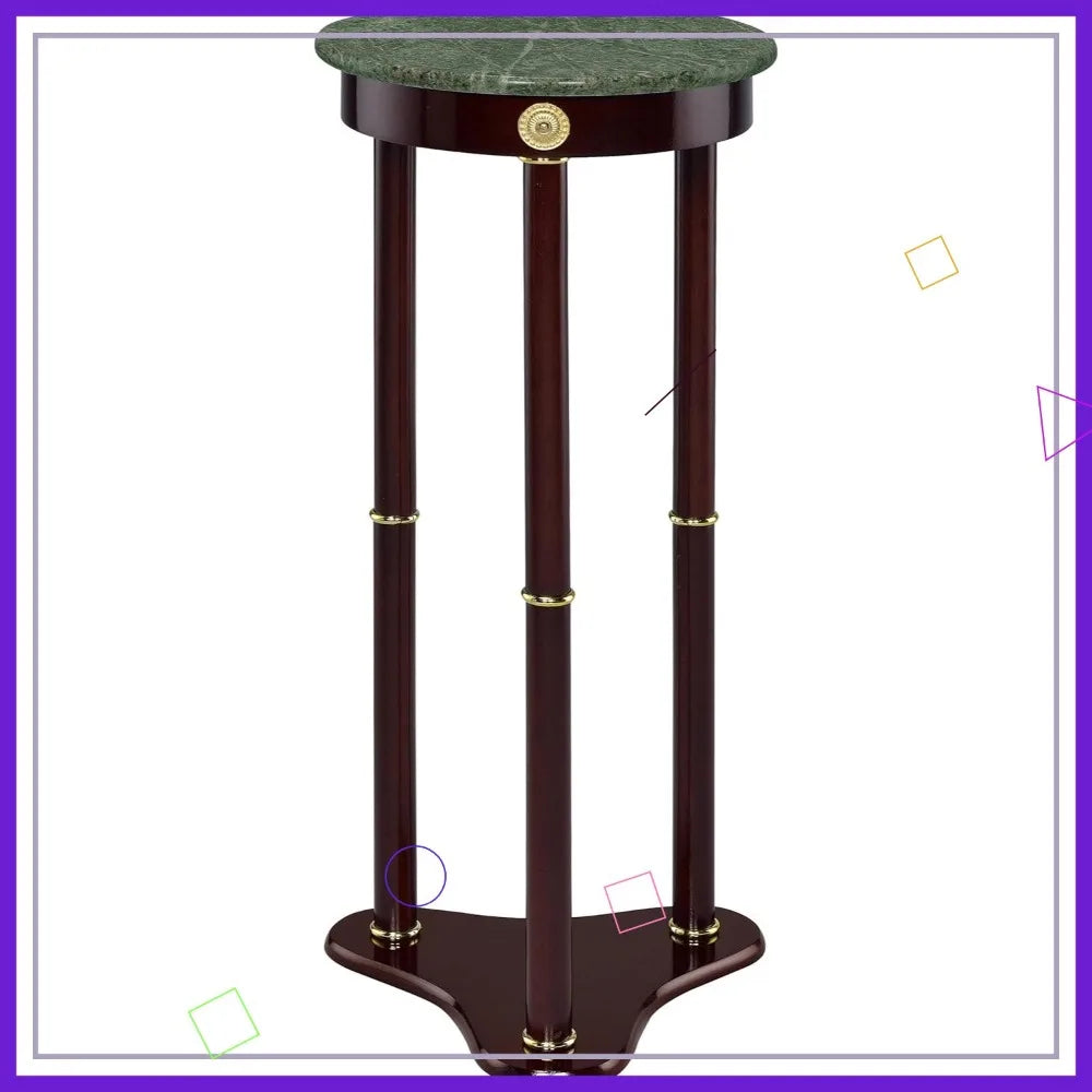 Round Marble Top Table - Green and Merlot