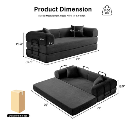 Foldable Convertible Futon Sleeper Sofa Bed