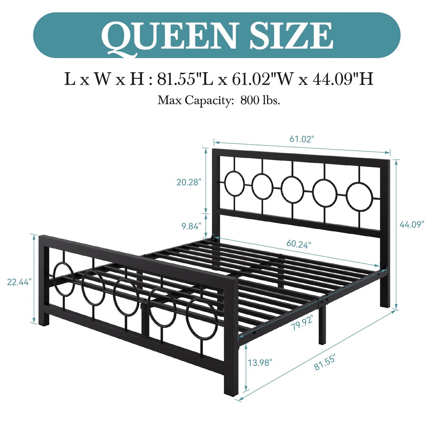 Platform Bed Frame with Headboard and Footboard