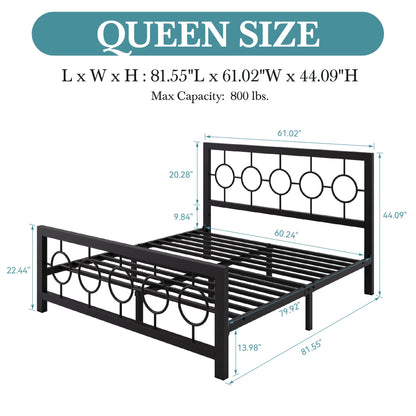 Platform Bed Frame with Headboard and Footboard