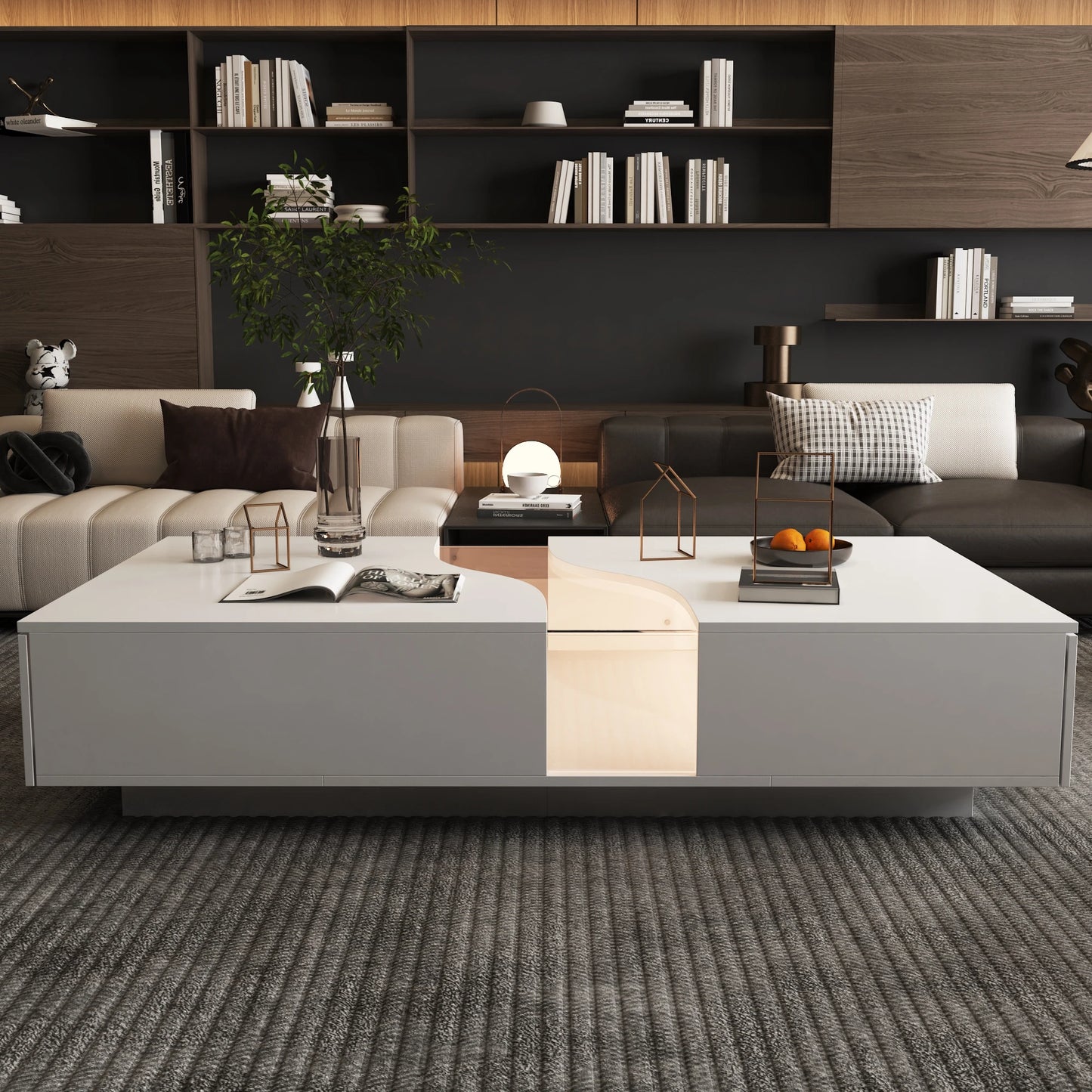Coffee Table With 2 Drawers & Lights