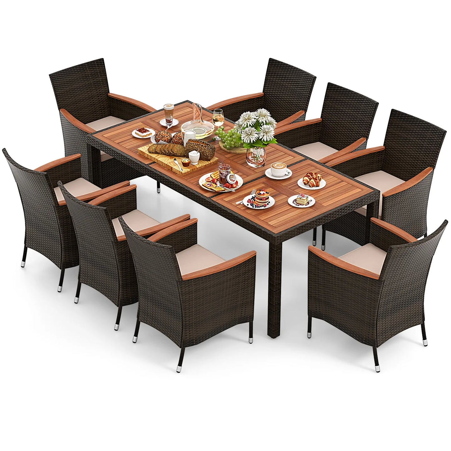 9-pc Outdoor Wicker Dining Set