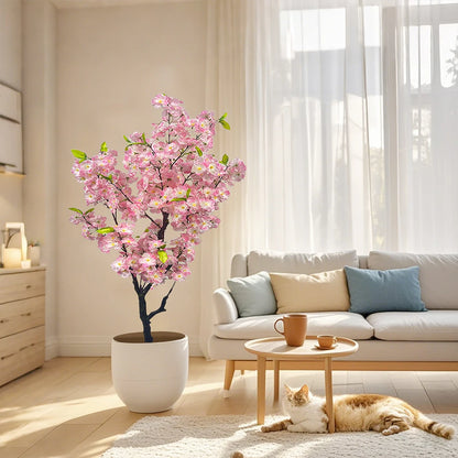 Tall Potted Faux Cherry Blossom Tree