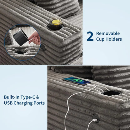 Chaise Lounge with Charging Station and Sleeper