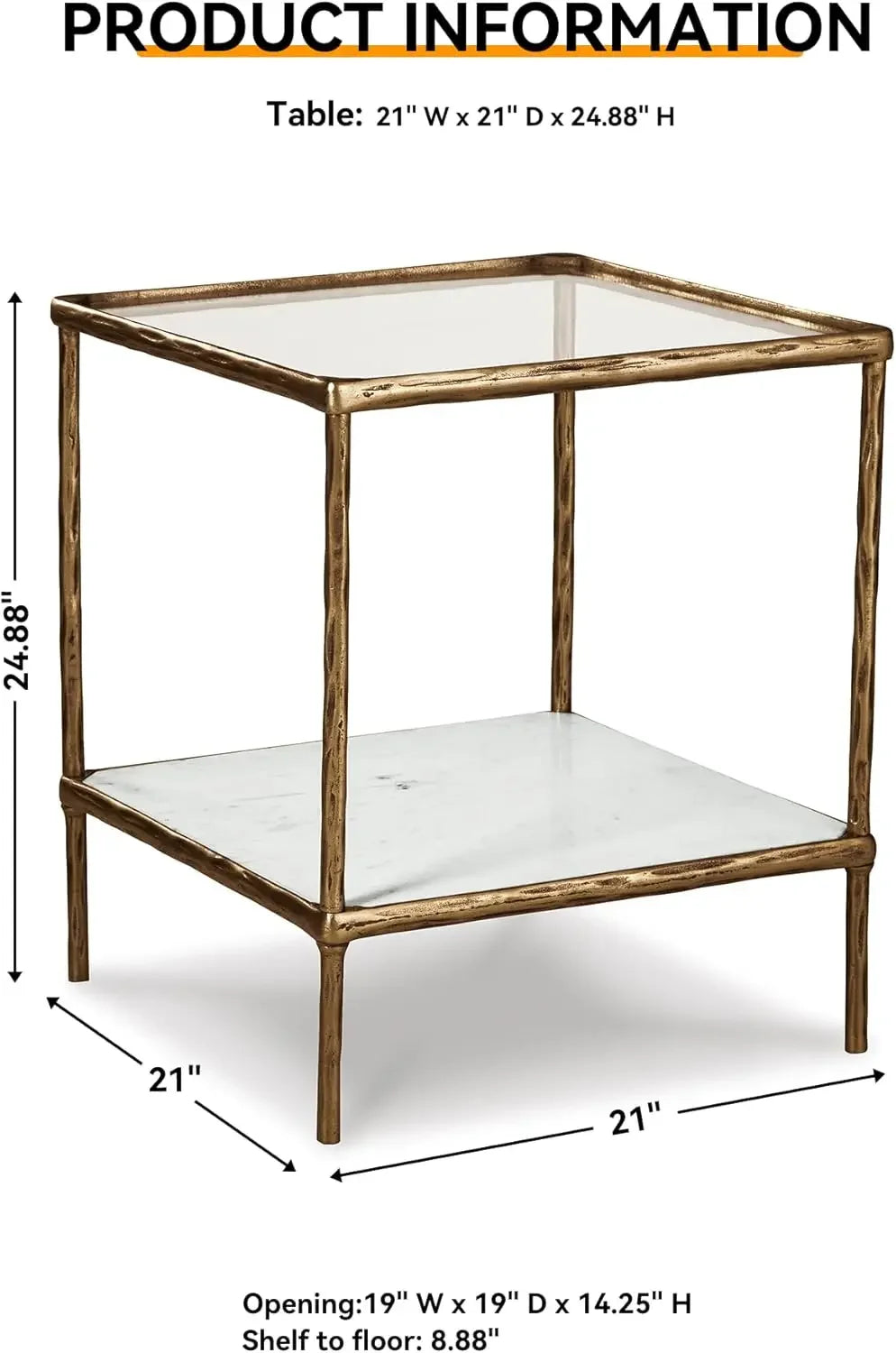 Antique Brass Finish Accent Table