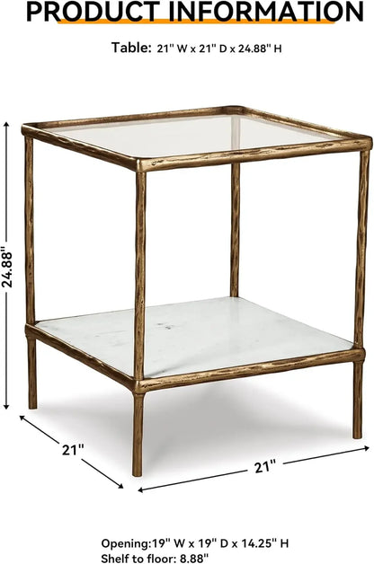 Antique Brass Finish Accent Table