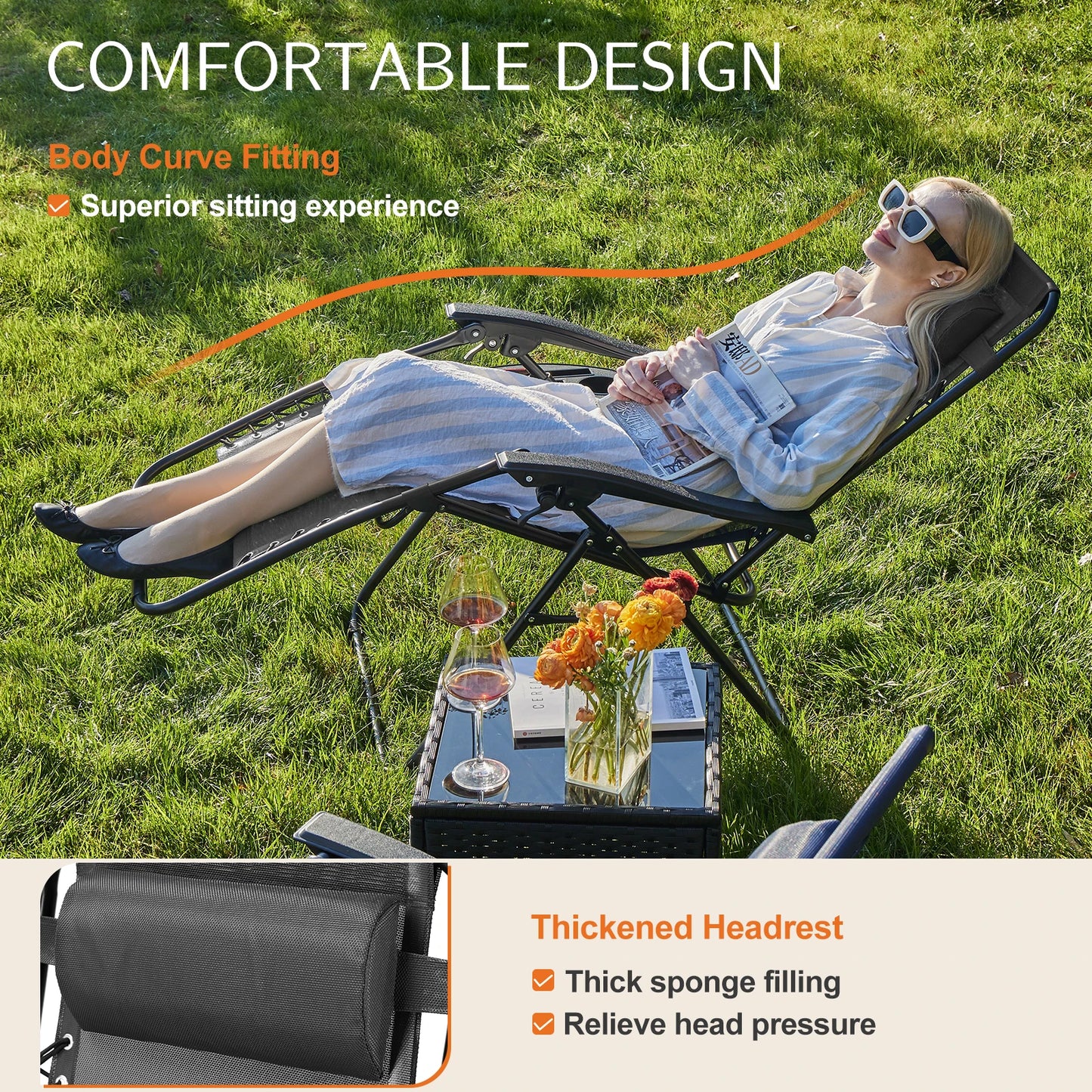 Zero Gravity Lounge Chair, set of 2