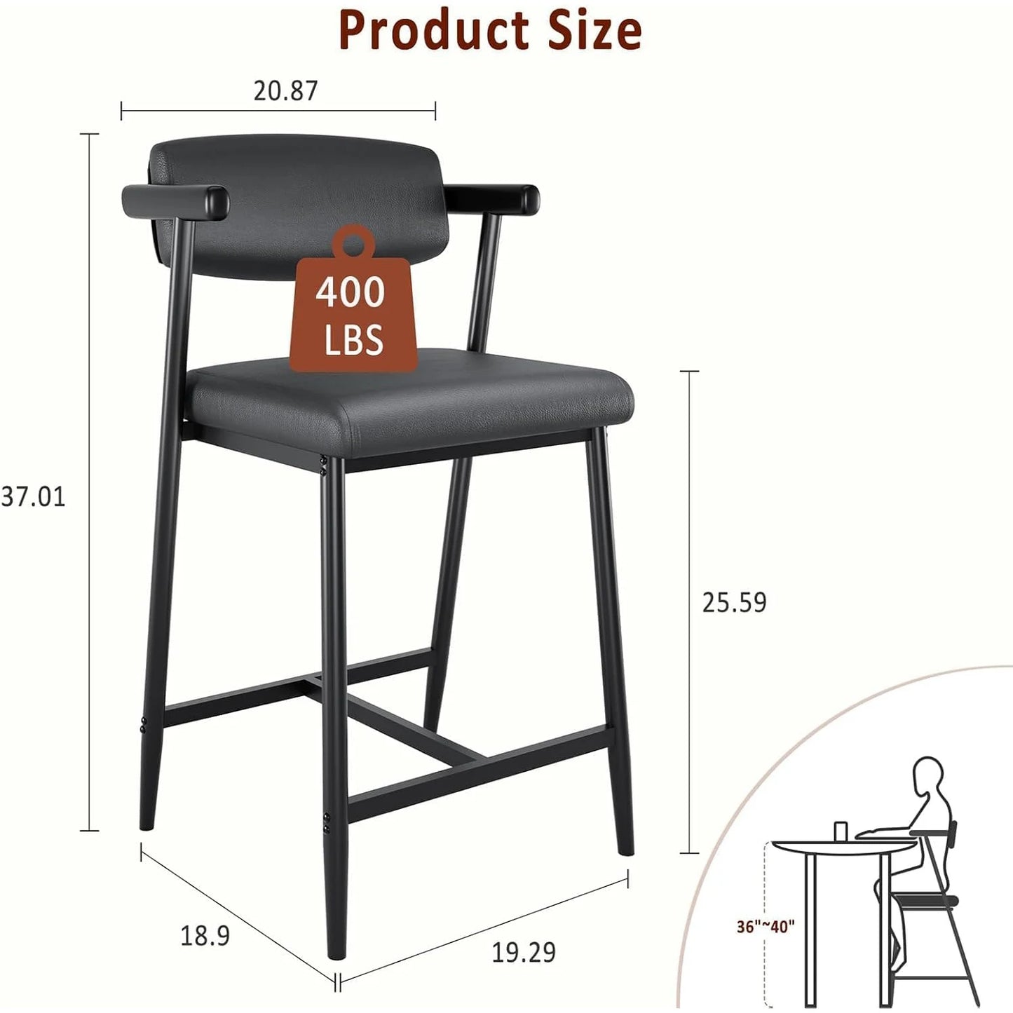 2 PCS Modern Bar Stools