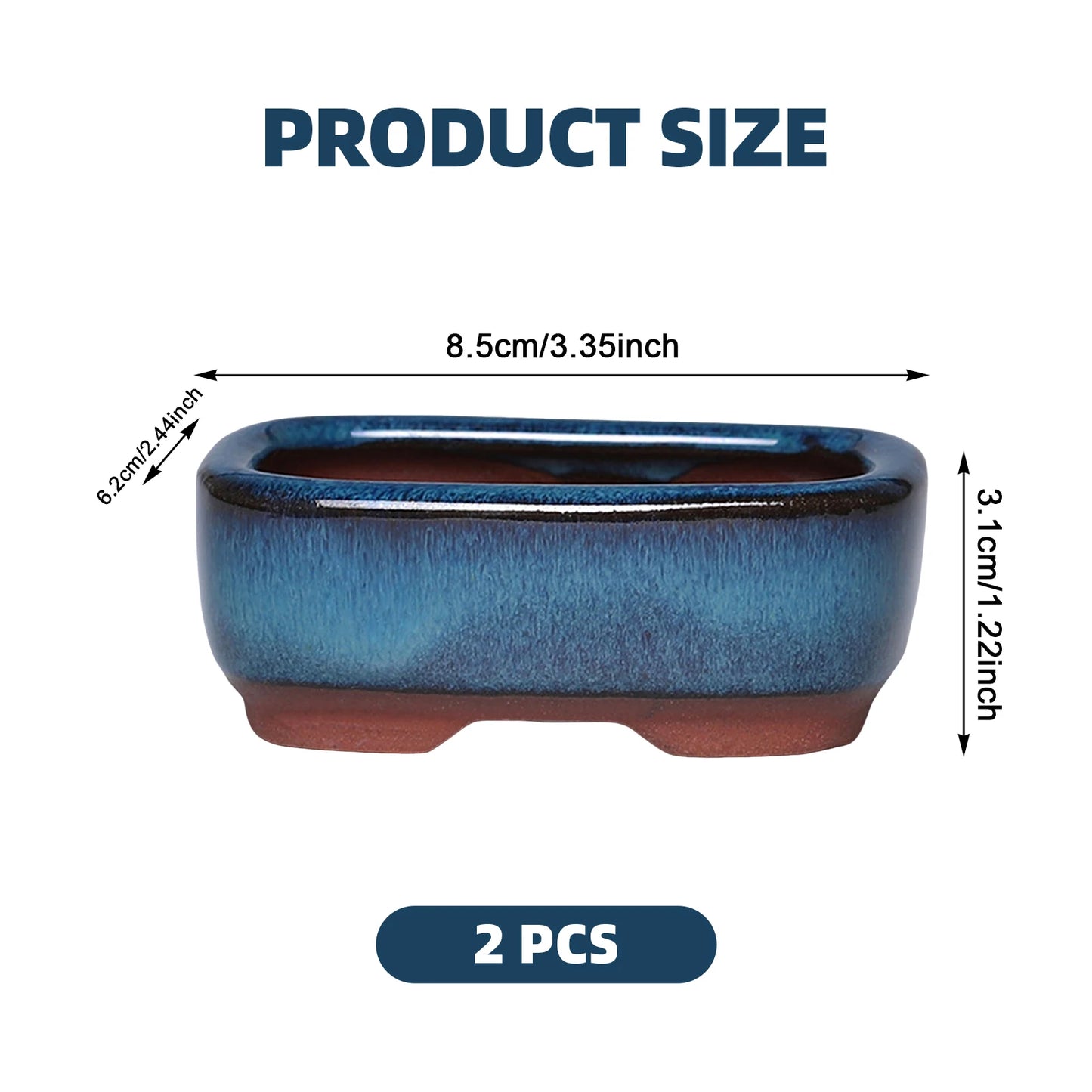 Rectangular Purple Clay Flower Pot with Drainage Hole