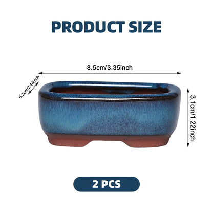 Rectangular Purple Clay Flower Pot with Drainage Hole