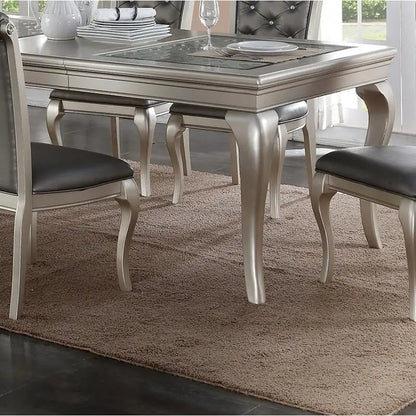 Glass Dining Table with 6 Tufted Chairs