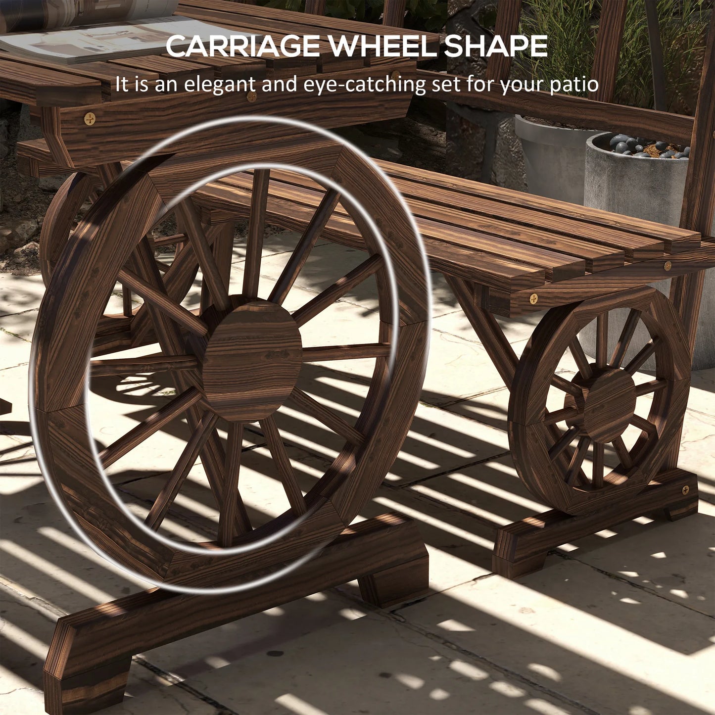 Patio Dining W/ Carriage Wheels Design