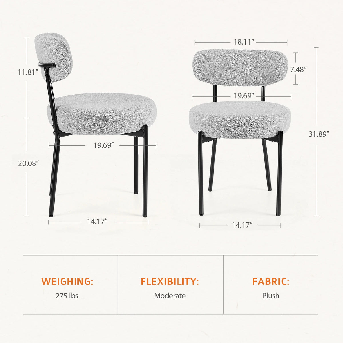Set of 2  Round Dining Chairs