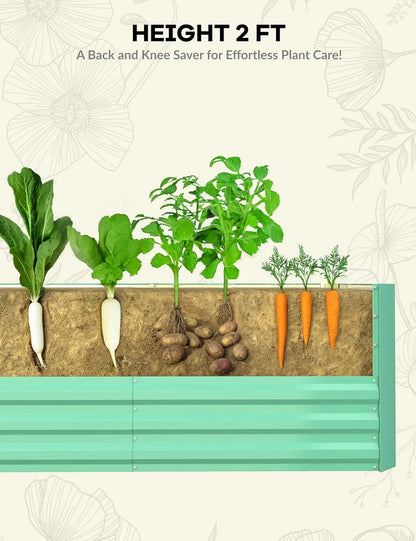 8x4x2 ft Galvanized Raised Garden Bed