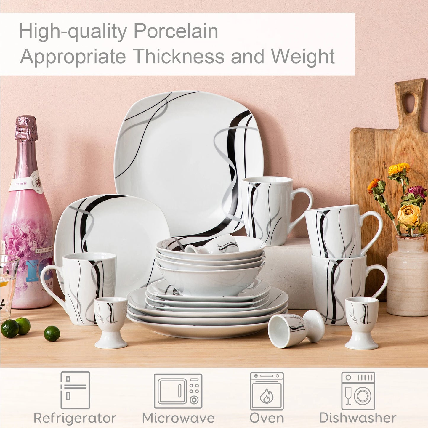 Black Stripe Dinner Plate Combo Set