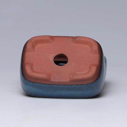 Rectangular Purple Clay Flower Pot with Drainage Hole