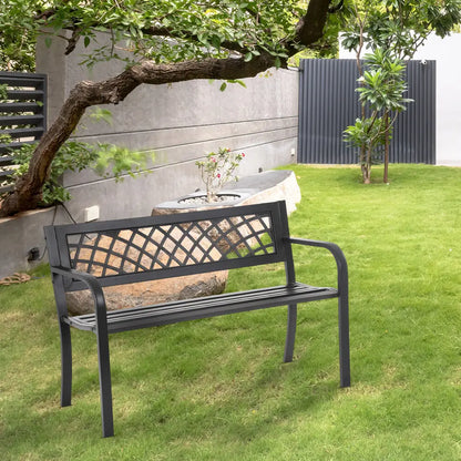 Outdoor Iron Steel Frame Patio Bench