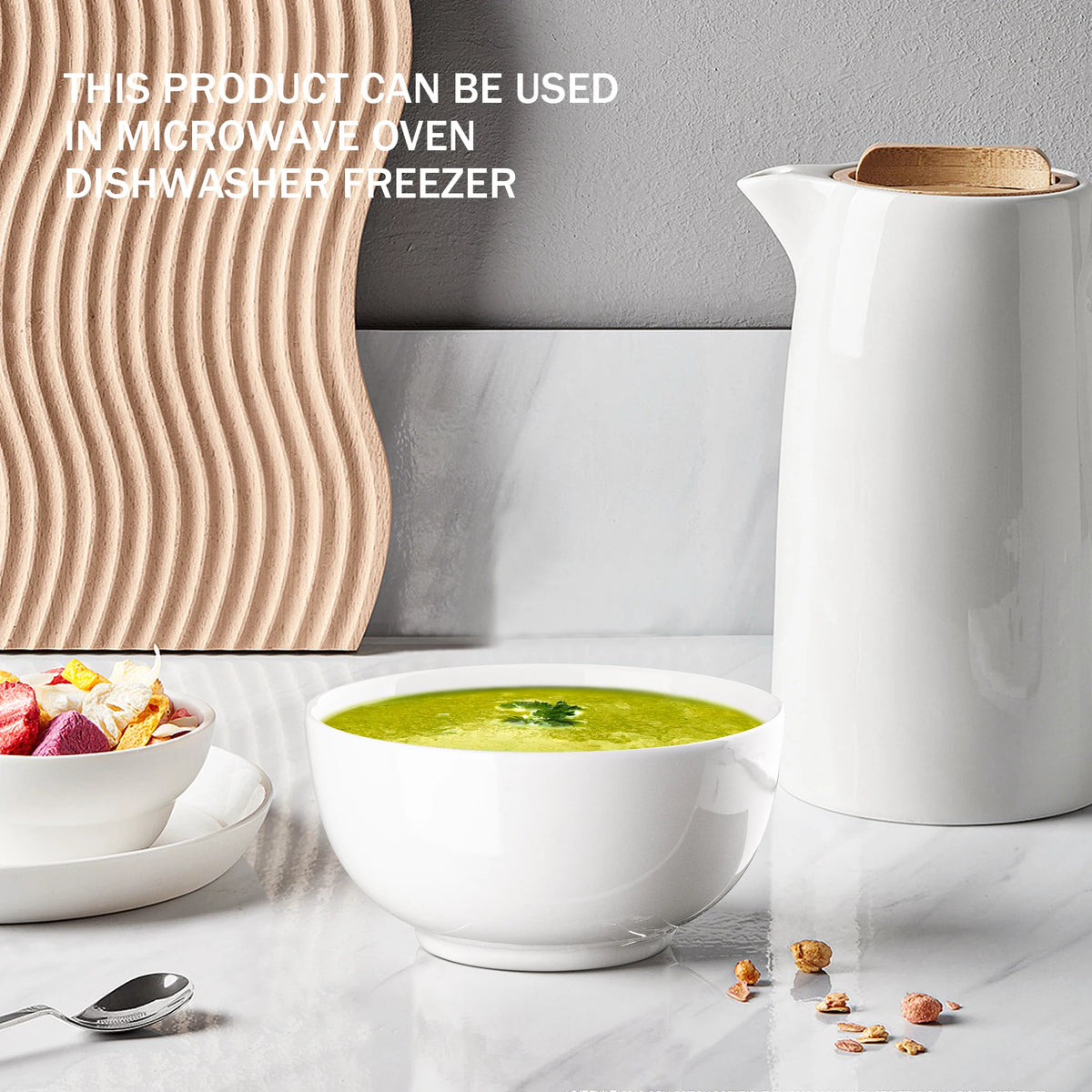 Set of 8 Premium White Ceramic Bowls