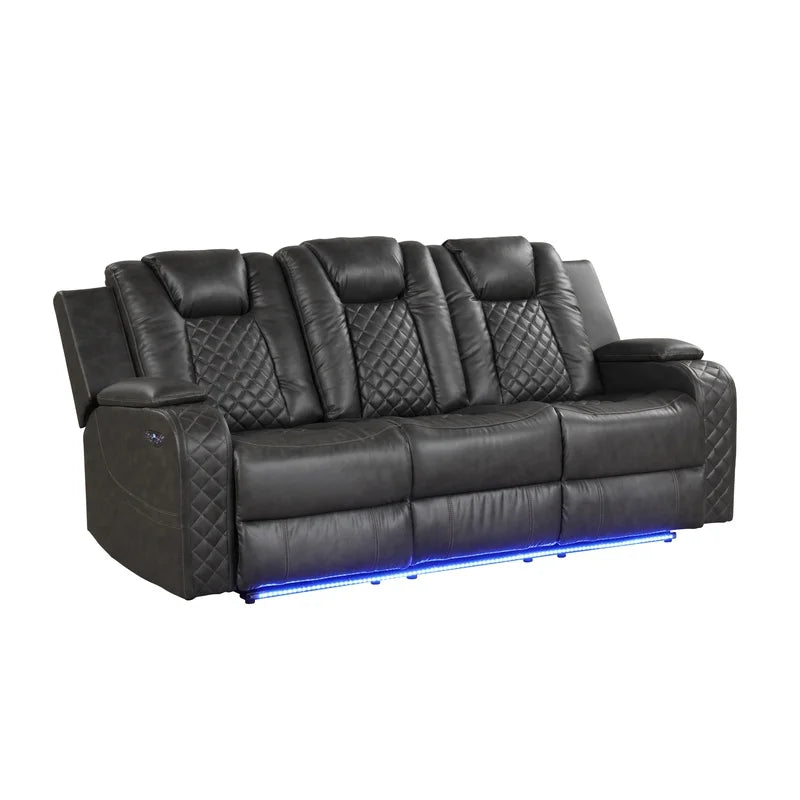 Gray Faux Leather Reclining Sofa Set