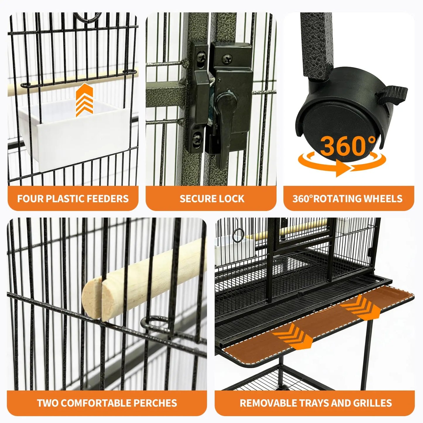 Birdcage with Detachable Storage Shelf
