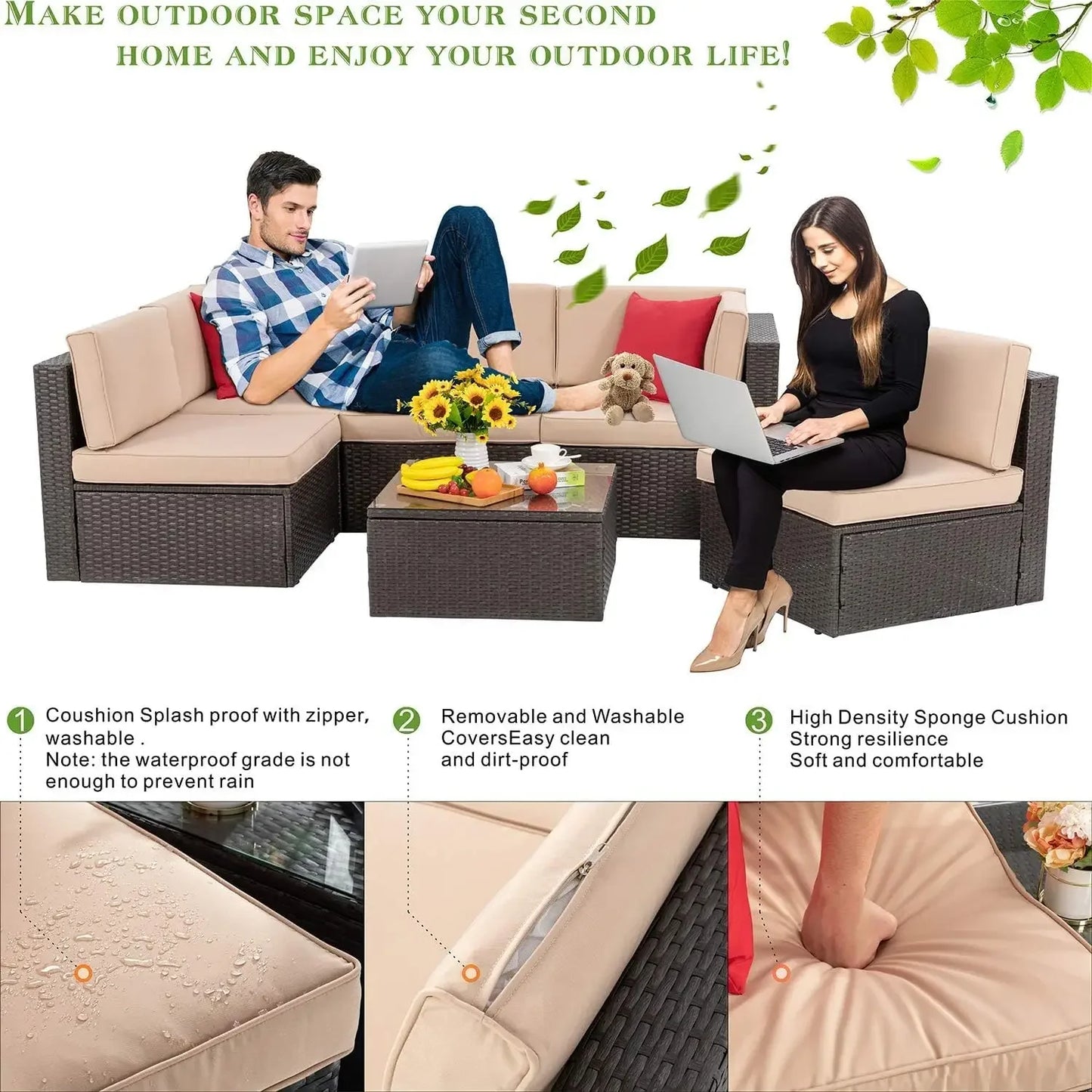 Patio Furniture Set with Fire Pit Table