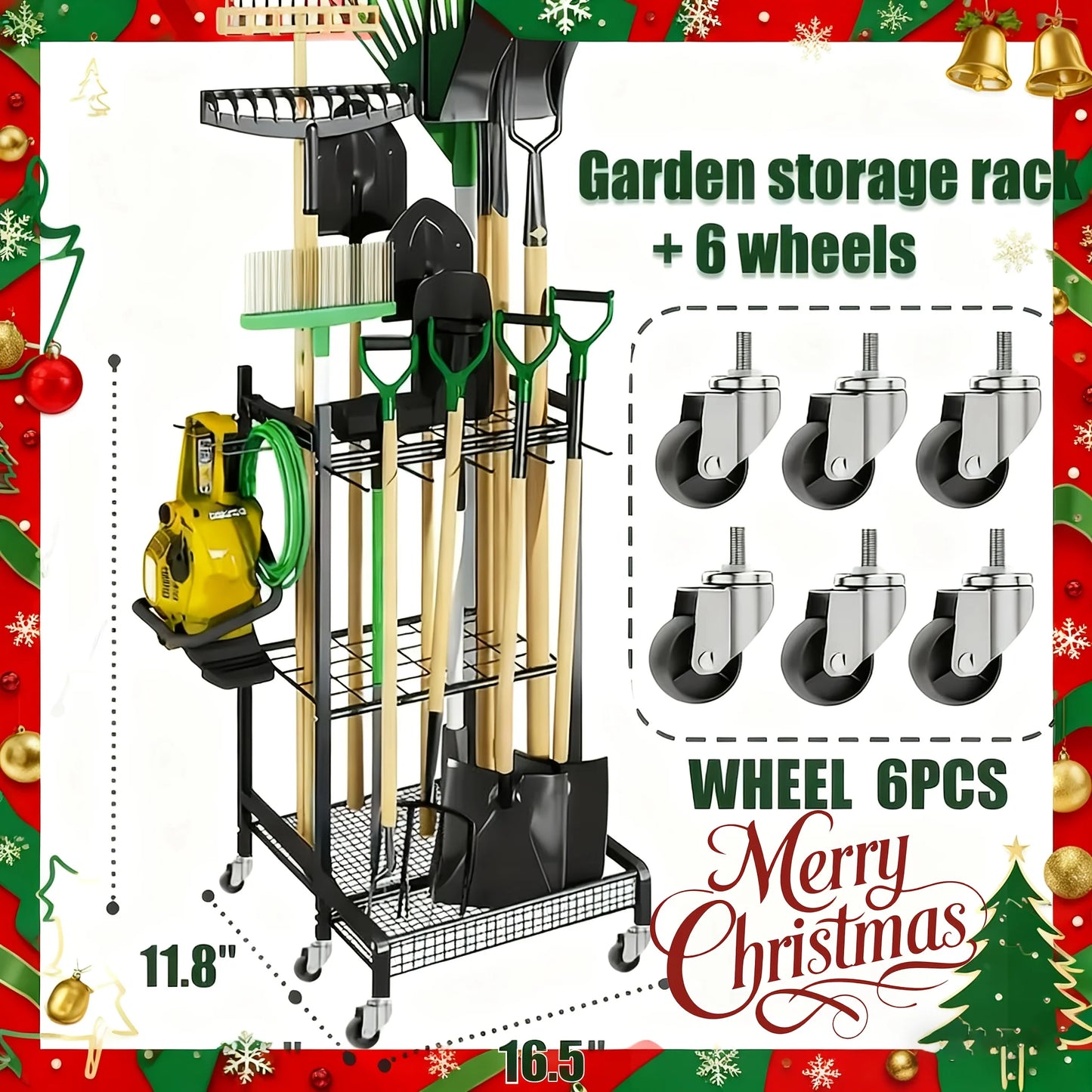 Heavy-Duty Steel Garden Tool Rack