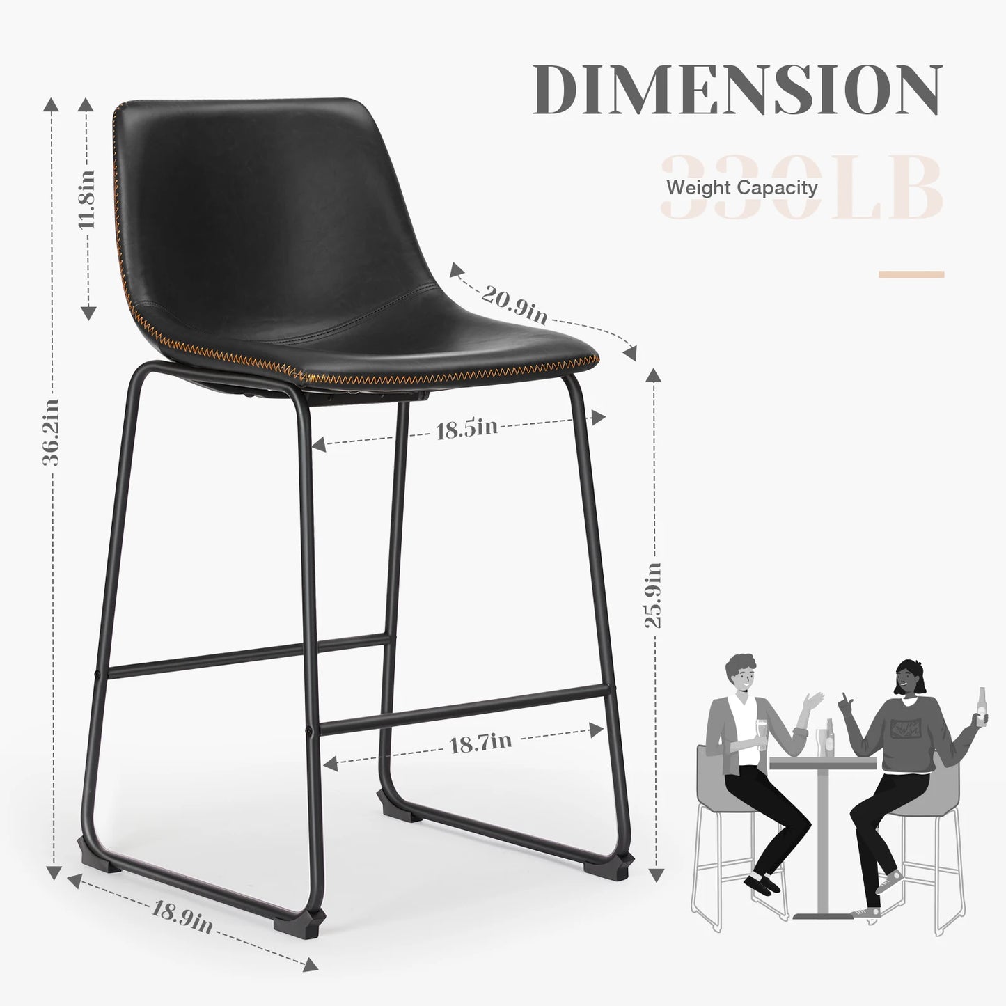 Leather Bar Stools Set of 2