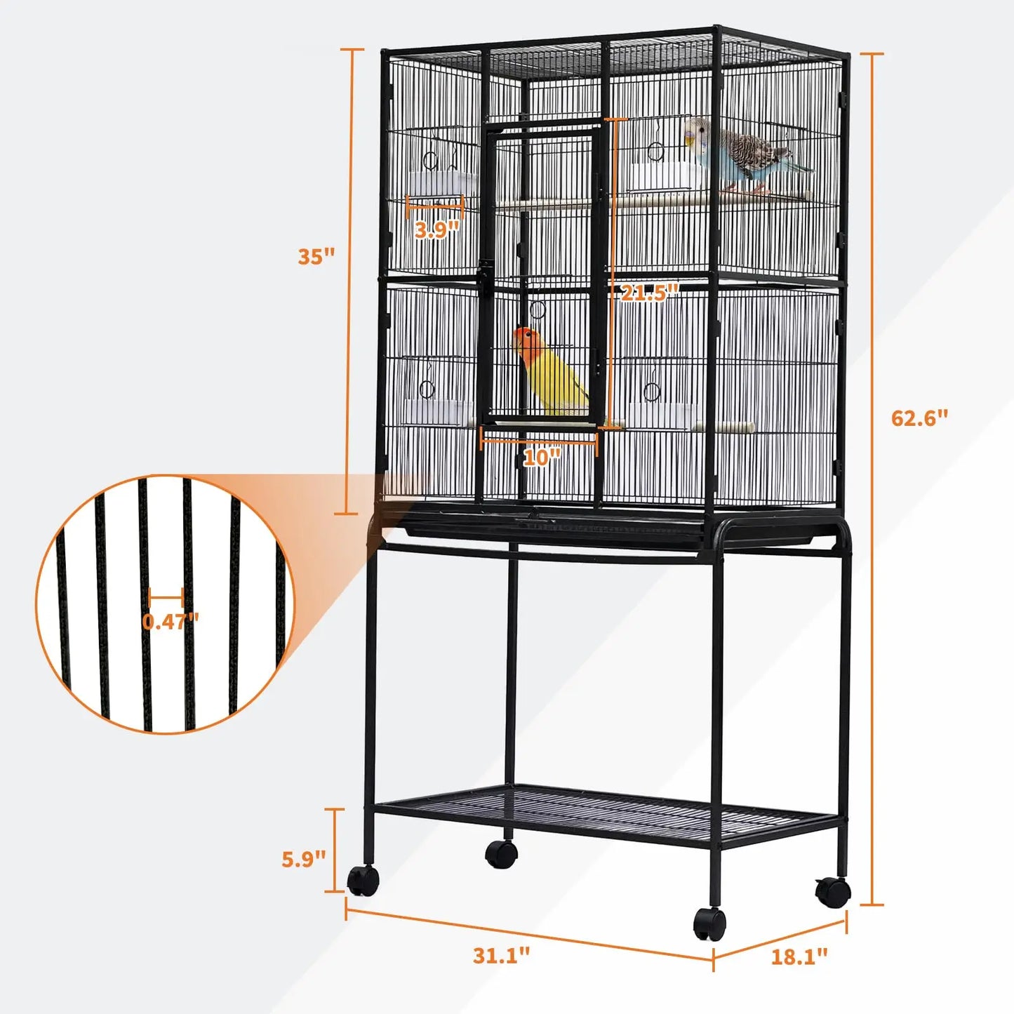Birdcage with Detachable Storage Shelf