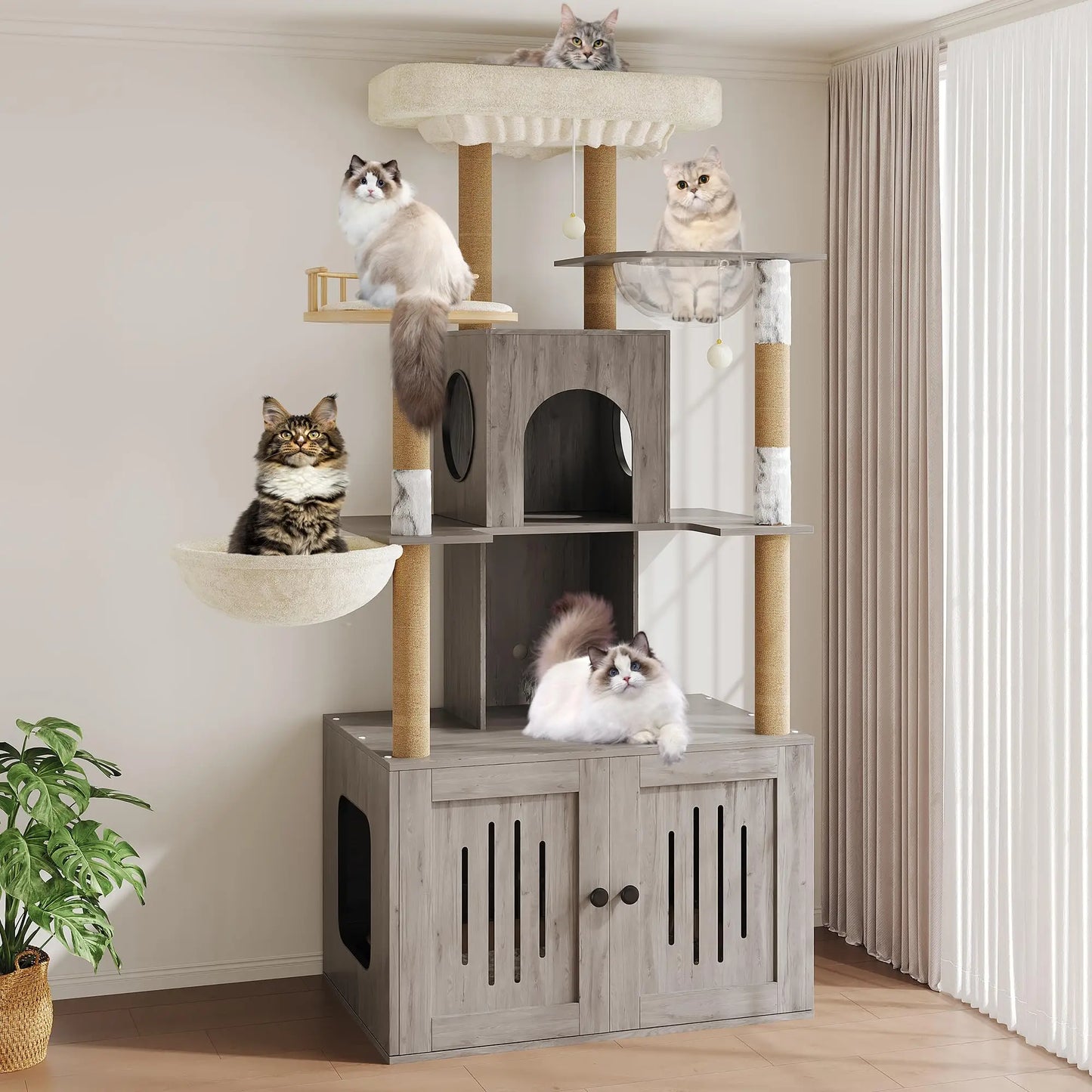 Cat Tree With Litter Box Enclosure