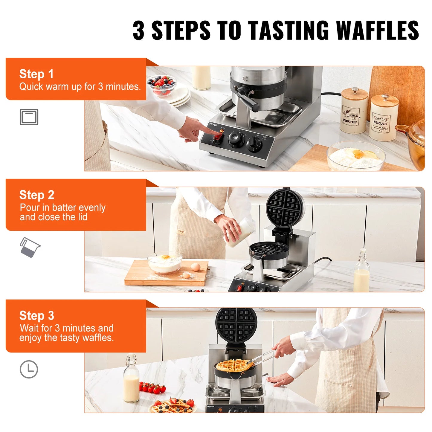 Stainless Steel Round Waffle Iron