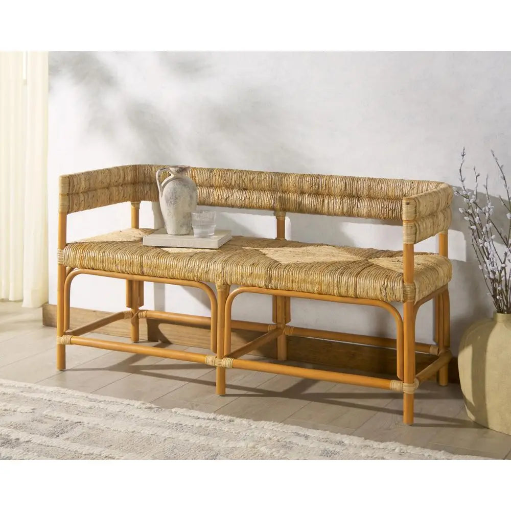 Natural Rattan Banana Woven Bench