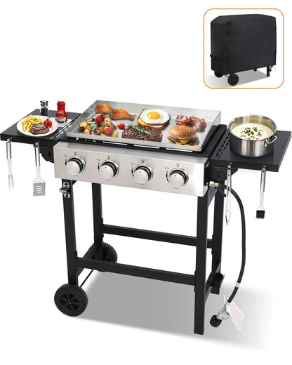 Outdoor Gas Stove with Foldable Side Tables