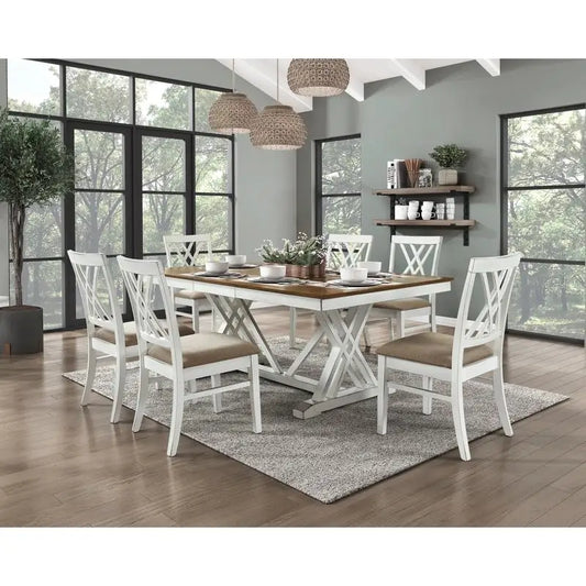 7pc Dining Set with Leaf & Side Chairs