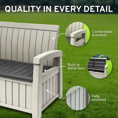 3 Seat Outdoor Resin Storage Bench