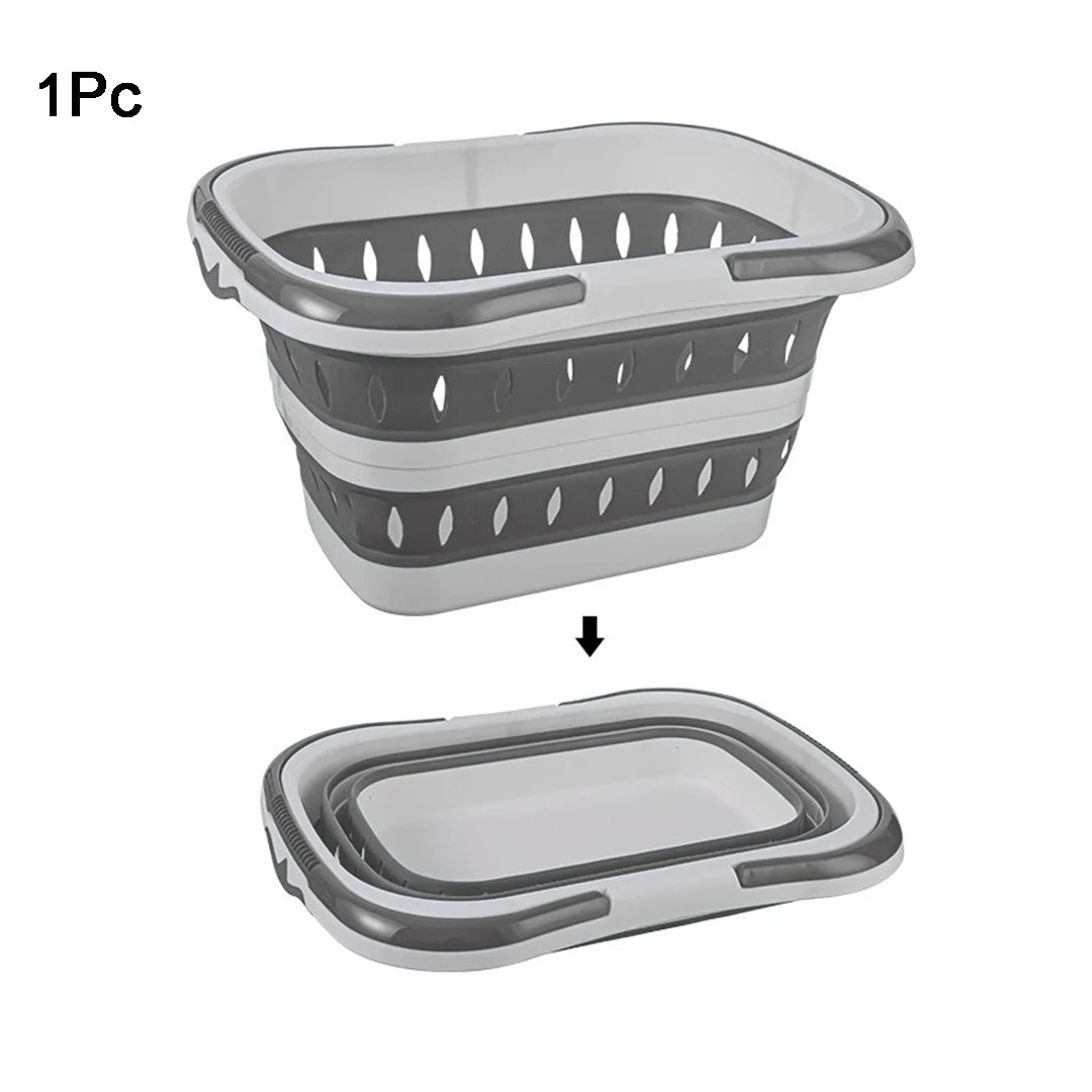 Collapsible Plastic Laundry Basket with Handles