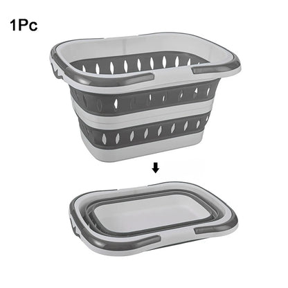 Collapsible Plastic Laundry Basket with Handles