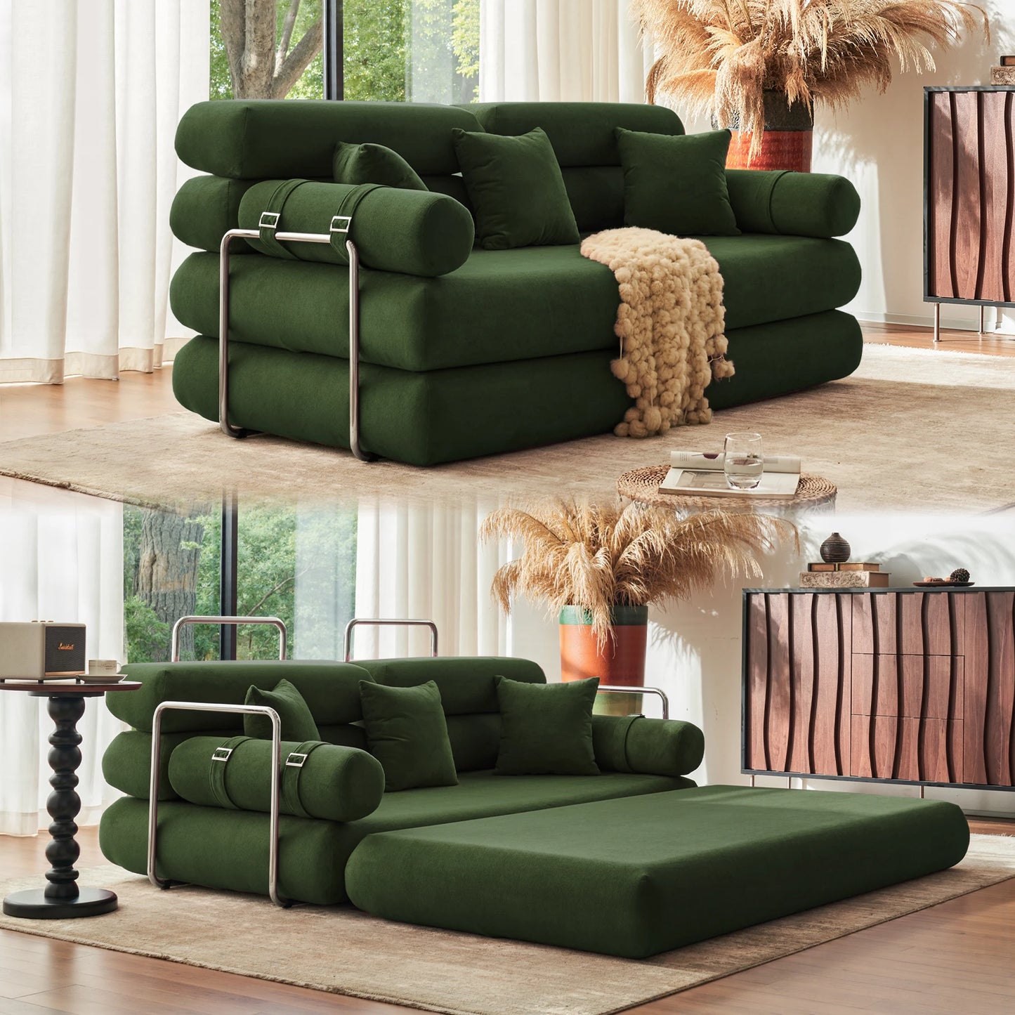 35'' High-Back Floor Couch Bed
