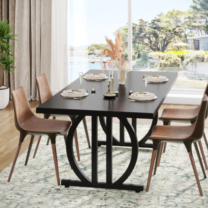 Large Dinner Table with Metal Frame