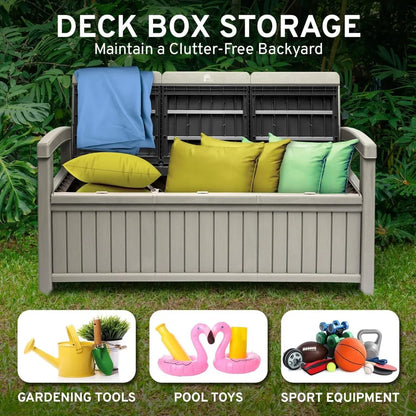 3 Seat Outdoor Resin Storage Bench