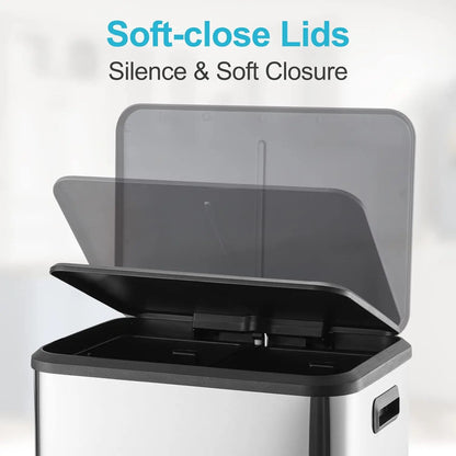 Dual Trash Can, Stainless Steel