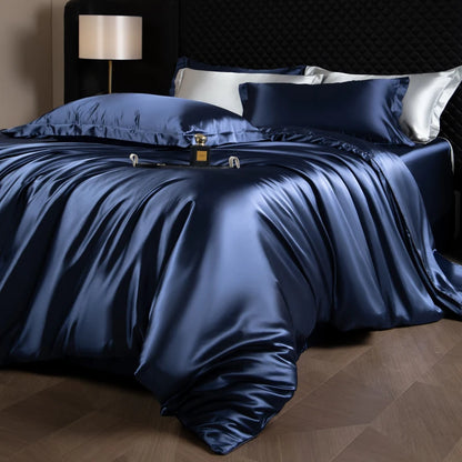 Silk Bed Sheets Set with Duvet Cover