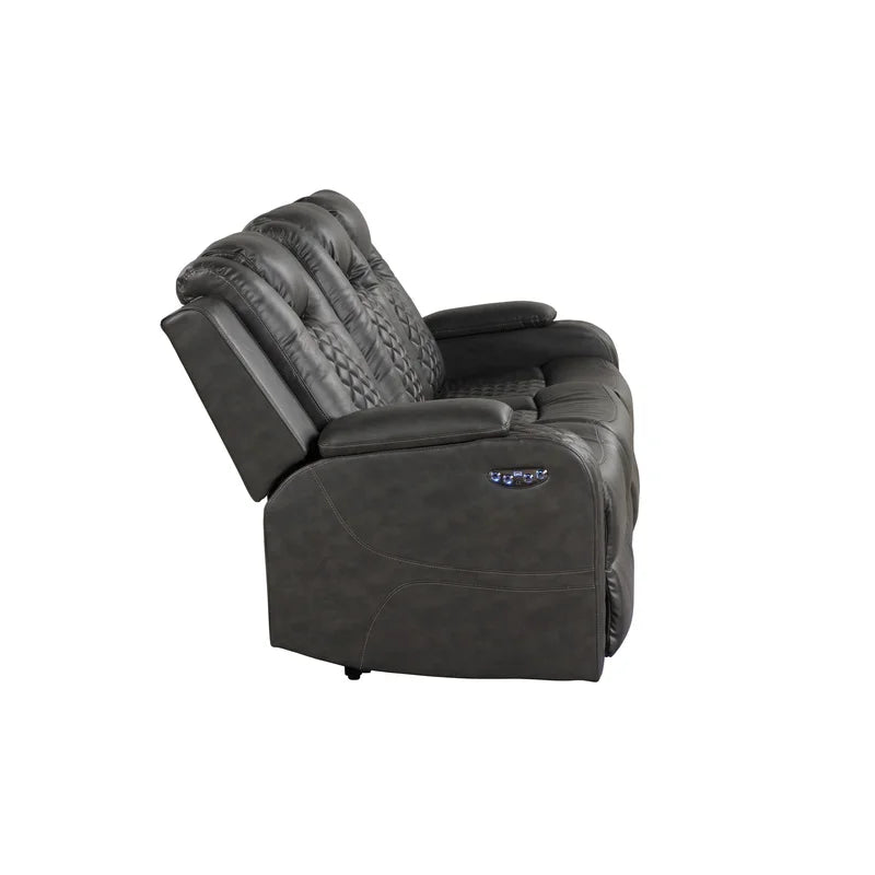 Gray Faux Leather Reclining Sofa Set