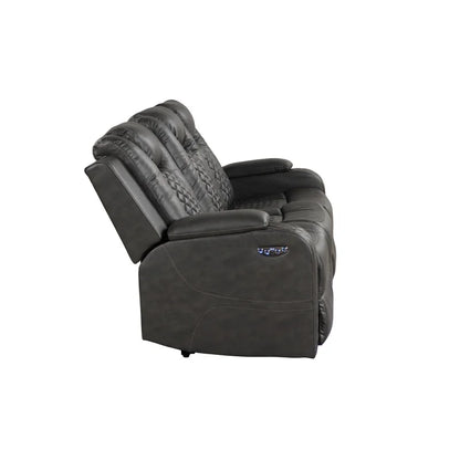 Gray Faux Leather Reclining Sofa Set