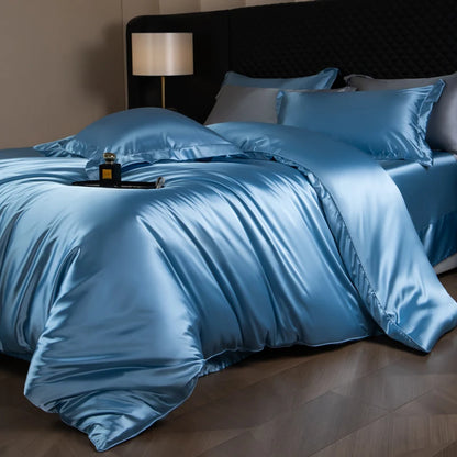 Silk Bed Sheets Set with Duvet Cover