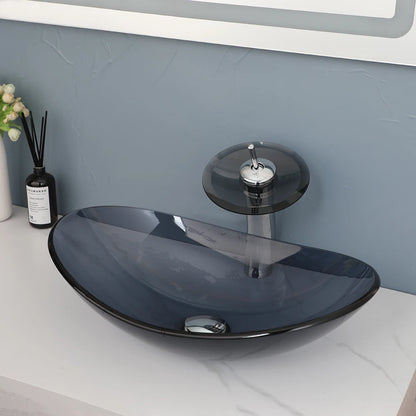 Above-Counter Sink with Waterfall Faucet