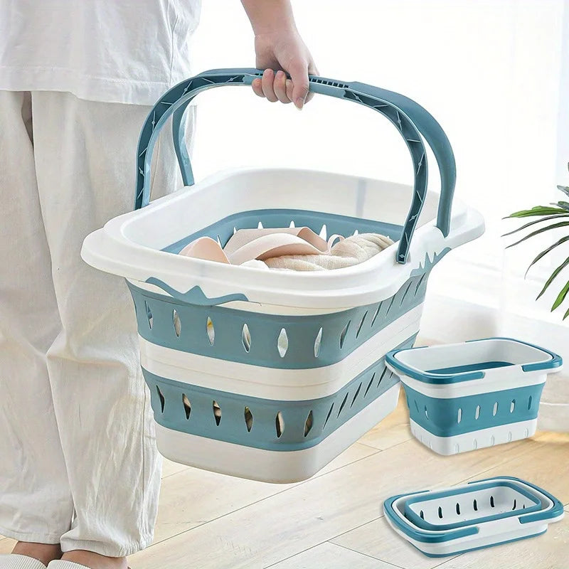 Collapsible Plastic Laundry Basket with Handles