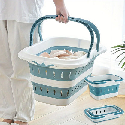 Collapsible Plastic Laundry Basket with Handles